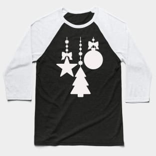 Minimal Christmas Tree Ornaments White Gradient Baseball T-Shirt